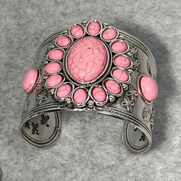 Howlite Jewelry Set Flower Earrings Cuff Bracelet Pendant Necklace Western Boho - Picture 7 of 16